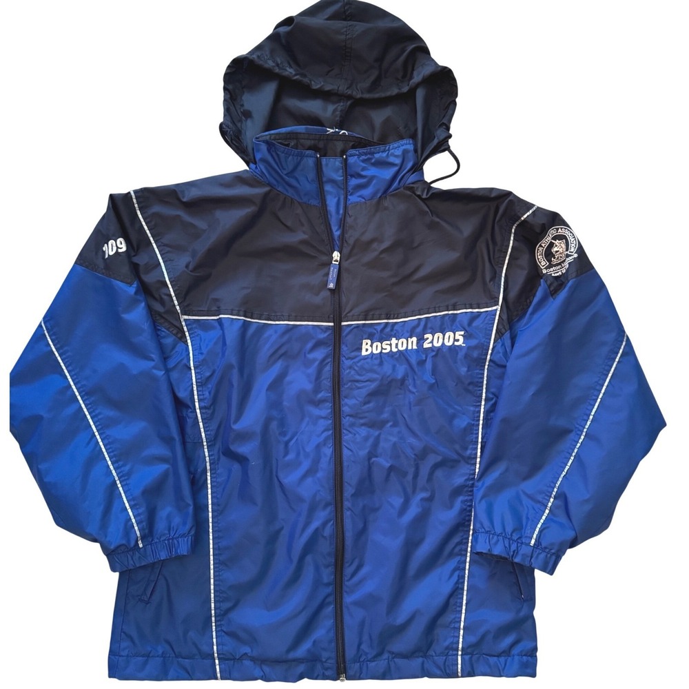 Vintage Boston Marathon 2005 Jacket‎ Image Impact Y2K Packable Hood Size Small